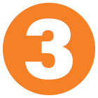 Numeral three within orange circle
